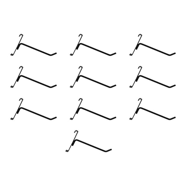 10 Pc GLOSS BLACK 6" Long Gridwall Hooks Grid Panel Display Wire Metal Hanger Retail Store