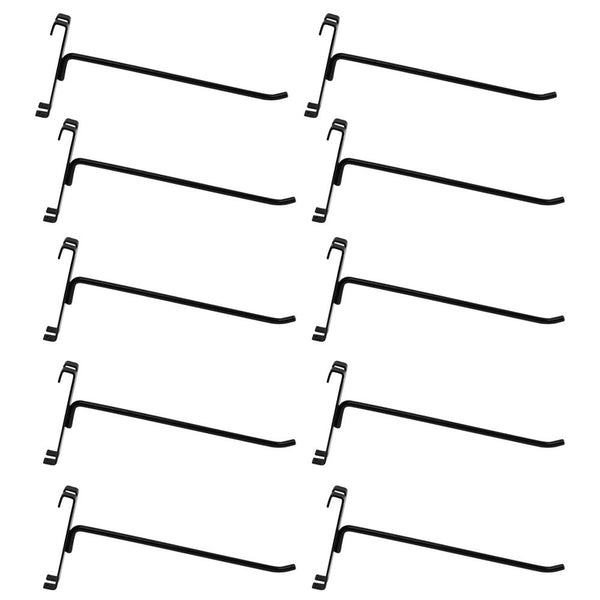 10 Pc GLOSS BLACK 8" Long Gridwall Hooks Grid Panel Display Wire Metal Hanger Retail Store