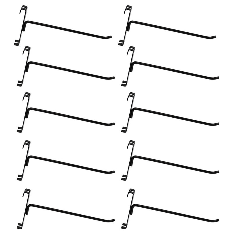 10 Pc GLOSS BLACK 8" Long Gridwall Hooks Grid Panel Display Wire Metal Hanger Retail Store