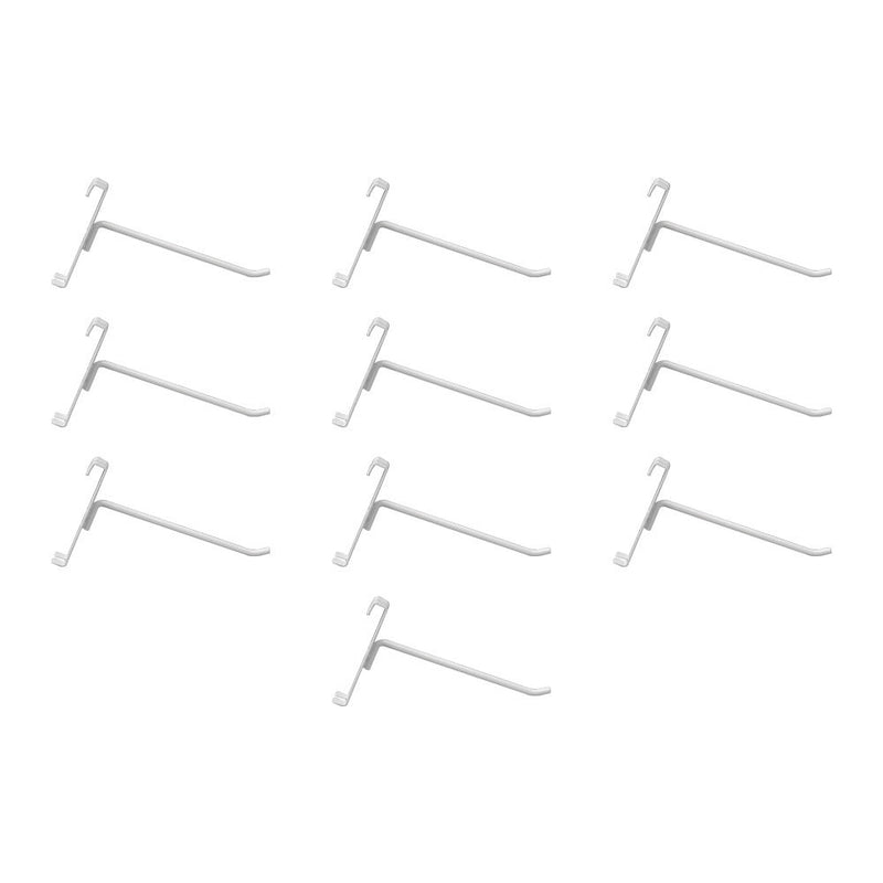 10 Pc GLOSS WHITE 6" Long Gridwall Hooks Grid Panel Display Wire Metal Hanger Retail Store