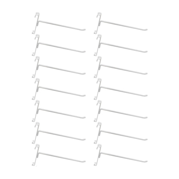 10 Pc GLOSS WHITE 8" Long Gridwall Hooks Grid Panel Display Wire Metal Hanger Retail Store