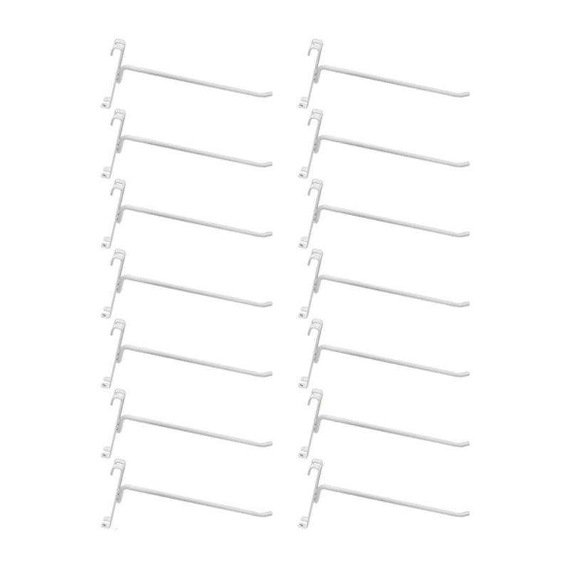 10 Pc GLOSS WHITE 8" Long Gridwall Hooks Grid Panel Display Wire Metal Hanger Retail Store
