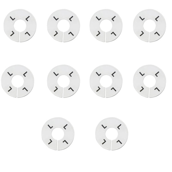 10 Pc L Large White Round Clothing Rack Size Dividers Plastic Hangers Ring