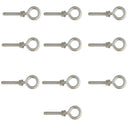 10 Pc Marine Stainless Steel 5/16" x 2" Turned Eye Bolt Fully Threaded  Nut and Washers