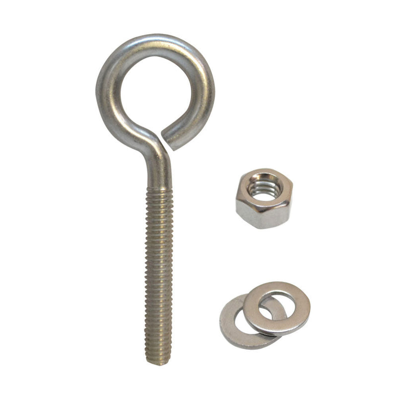 10 Pc Marine Stainless Steel 5/16" x 2" Turned Eye Bolt Fully Threaded  Nut and Washers