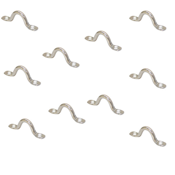 10 Pc Marine Stainless Steel 5mm Top Wire Eye Pad Straps Loop Boat Plate Oblong Ring
