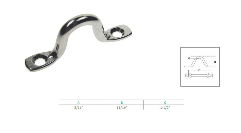 10 Pc Marine Stainless Steel 5mm Top Wire Eye Pad Straps Loop Boat Plate Oblong Ring