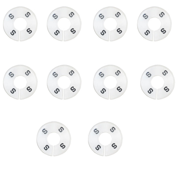 10 Pc S SMALL White Round Clothing Rack Size Dividers Plastic Hangers Ring