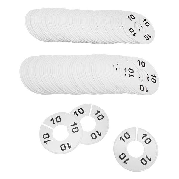 10 PCS WHITE 3-1/2" Round Plastic SIZE 10 Dividers Hangers Retail Clothing Rack