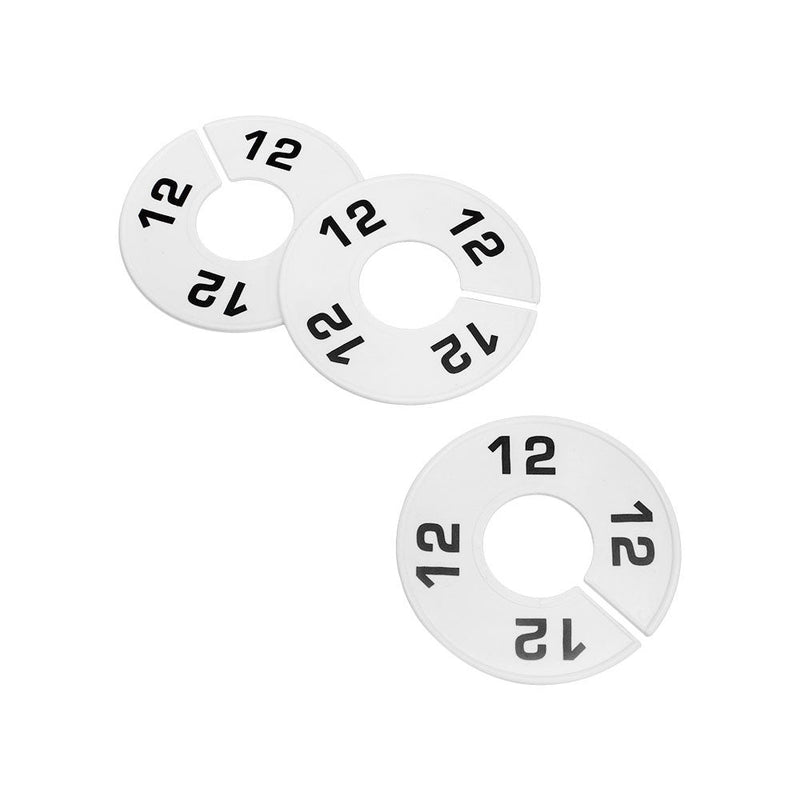 10 PCS WHITE 3-1/2" Round Plastic SIZE 12 Dividers Hangers Retail Clothing Rack