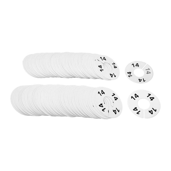 10 PCS WHITE 3-1/2" Round Plastic SIZE 14 Dividers Hangers Retail Clothing Rack