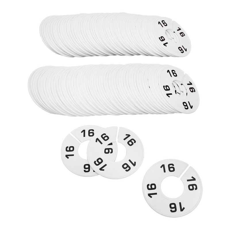 10 PCS WHITE 3-1/2" Round Plastic SIZE 16 Dividers Hangers Retail Clothing Rack