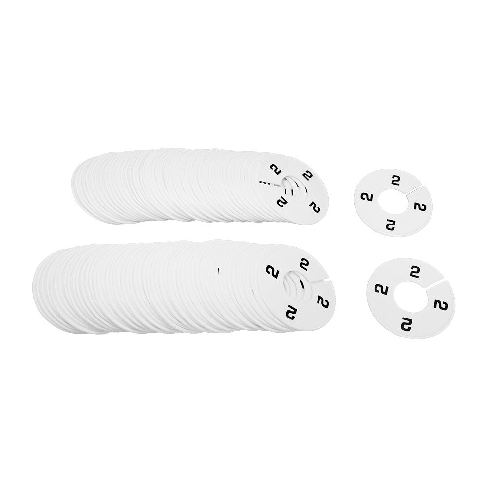 10 PCS WHITE 3-1/2" Round Plastic SIZE 2 Dividers Hangers Retail Clothing Rack