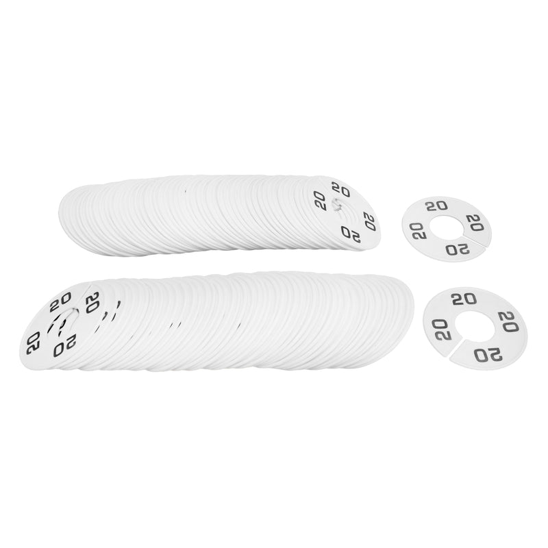 10 PCS WHITE 3-1/2" Round Plastic SIZE 20 Dividers Hangers Retail Clothing Rack