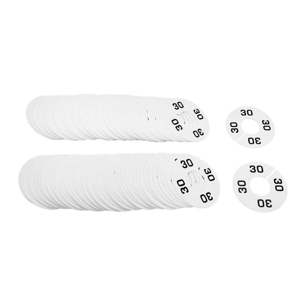10 PCS WHITE 3-1/2" Round Plastic SIZE 30 Dividers Hangers Retail Clothing Rack