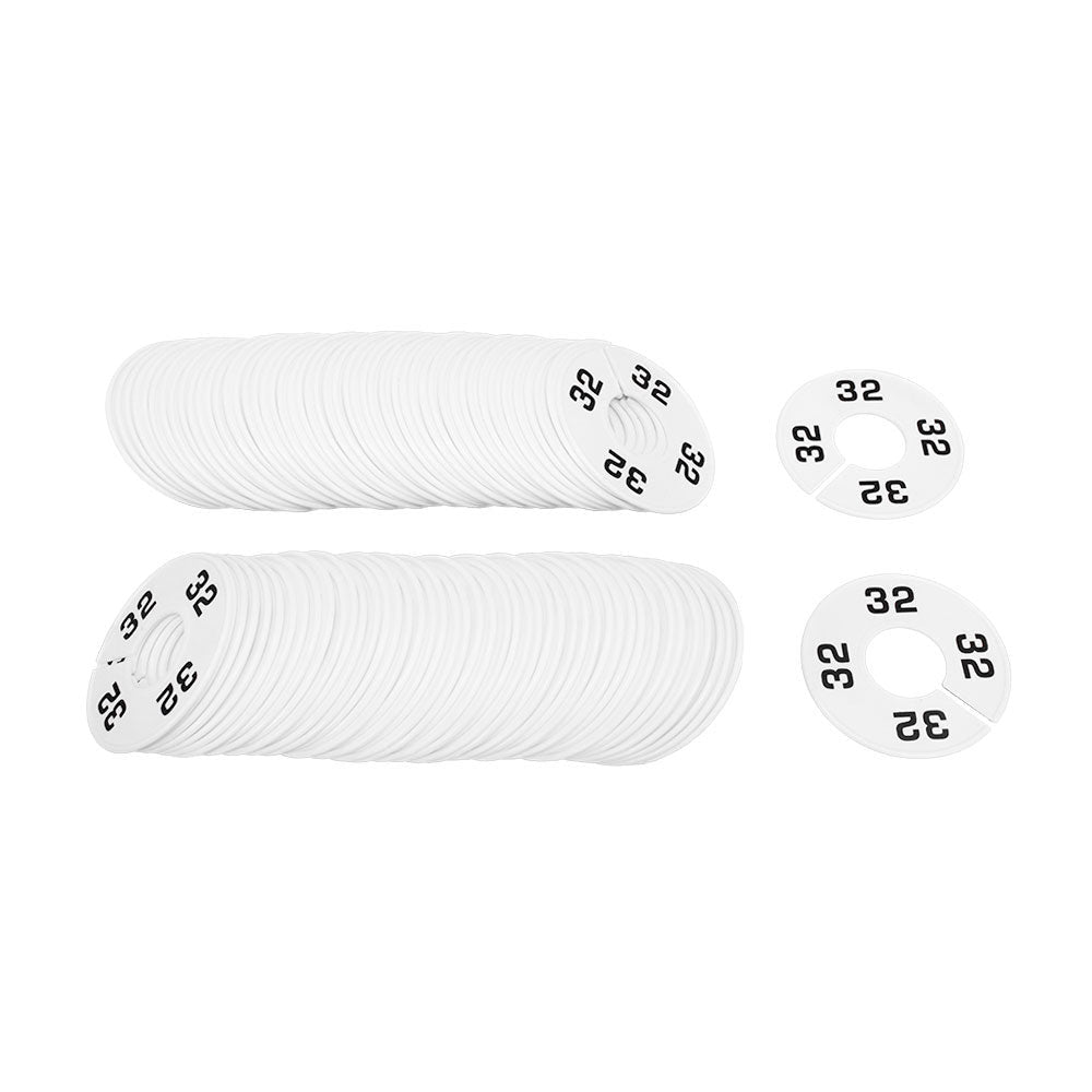 10 PCS WHITE 3-1/2" Round Plastic SIZE 32 Dividers Hangers Retail Clothing Rack