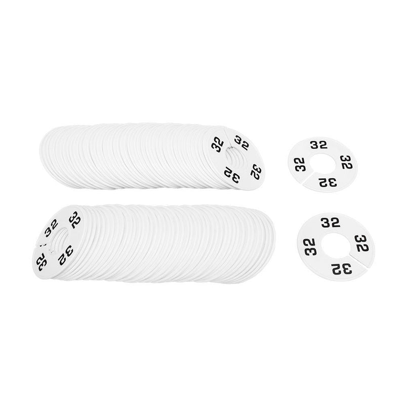 10 PCS WHITE 3-1/2" Round Plastic SIZE 32 Dividers Hangers Retail Clothing Rack