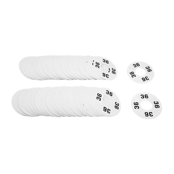 10 PCS WHITE 3-1/2" Round Plastic SIZE 36 Dividers Hangers Retail Clothing Rack