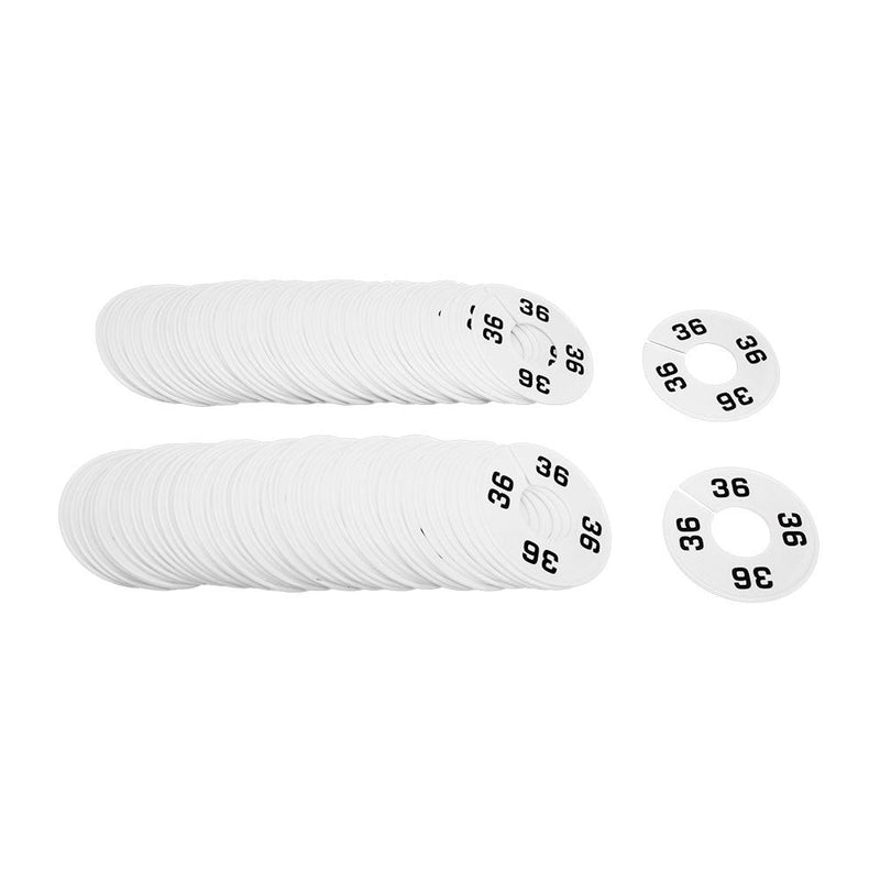 10 PCS WHITE 3-1/2" Round Plastic SIZE 36 Dividers Hangers Retail Clothing Rack