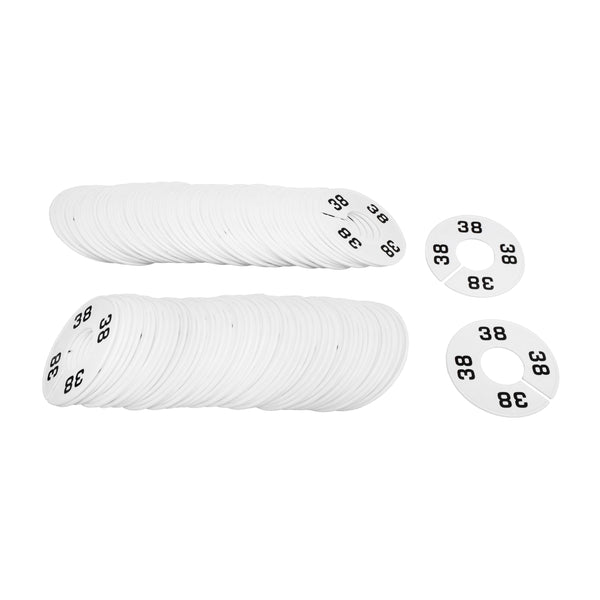 10 PCS WHITE 3-1/2" Round Plastic SIZE 38 Dividers Hangers Retail Clothing Rack