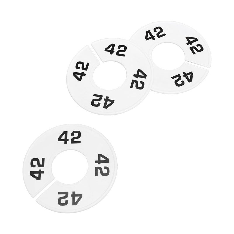 10 PCS WHITE 3-1/2" Round Plastic SIZE 42 Dividers Hangers Retail Clothing Rack