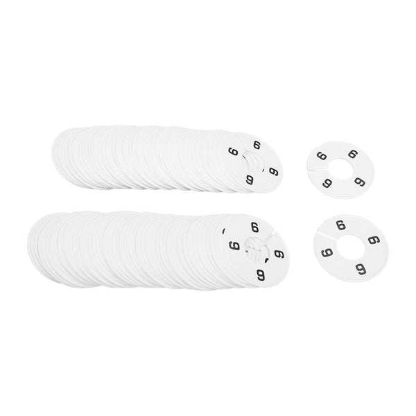 10 PCS WHITE 3-1/2" Round Plastic SIZE 6 Dividers Hangers Retail Clothing Rack