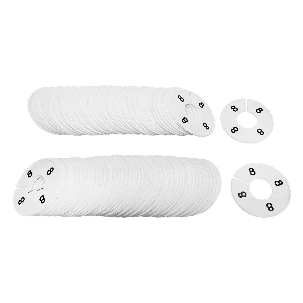 10 PCS WHITE 3-1/2" Round Plastic SIZE 8 Dividers Hangers Retail Clothing Rack