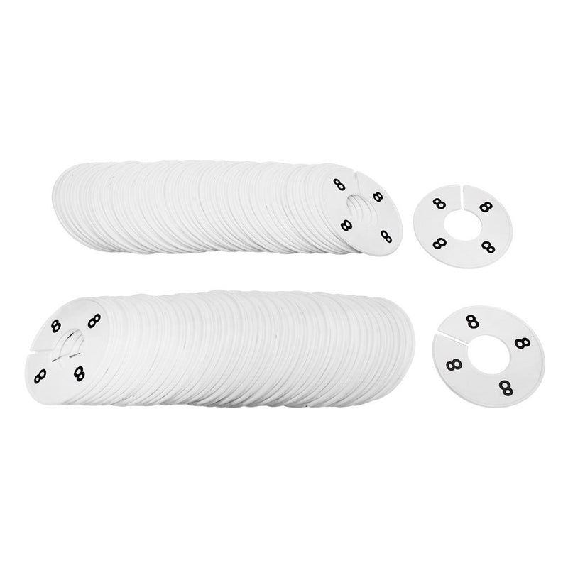 10 PCS WHITE 3-1/2" Round Plastic SIZE 8 Dividers Hangers Retail Clothing Rack