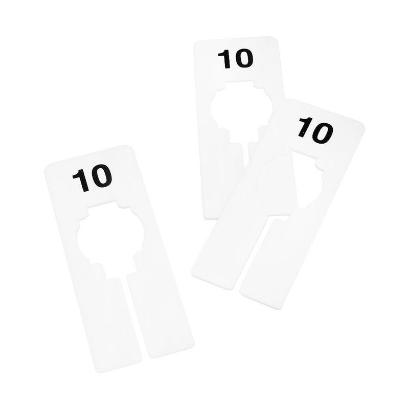 10 PCS WHITE Rectangular Plastic SIZE 10 Dividers Hangers Retail Clothing Rack  2" x 5"