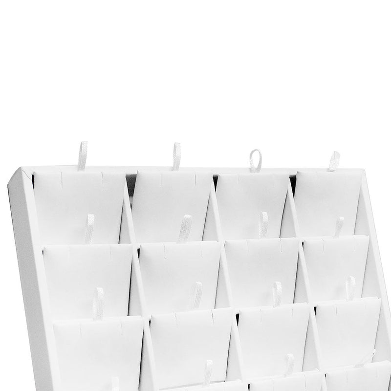 10'' x 7-1/2'' White Faux Leather 16 Pairs Earring Display Tray Pendant Jewelry Display Holder Showcase
