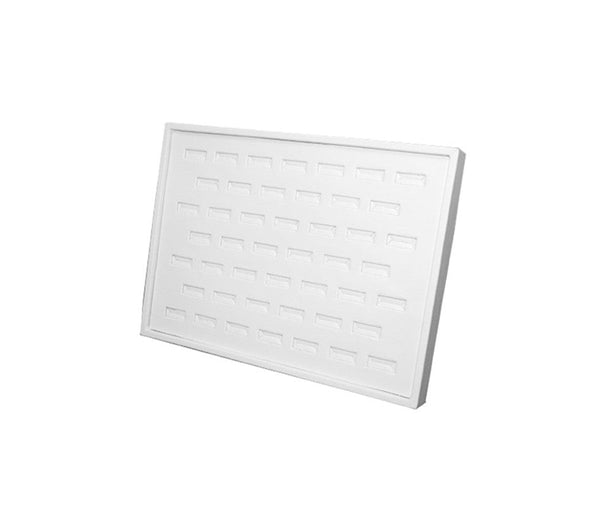 10'' x 7-1/2'' White Faux Leather 46 Rings Ring Tray Display Fixture Jewelry Showcase Retail Store