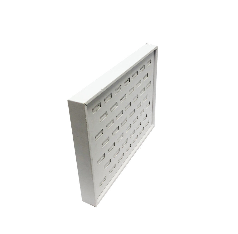 10'' x 7-1/2'' White Faux Leather 46 Rings Ring Tray Display Fixture Jewelry Showcase Retail Store