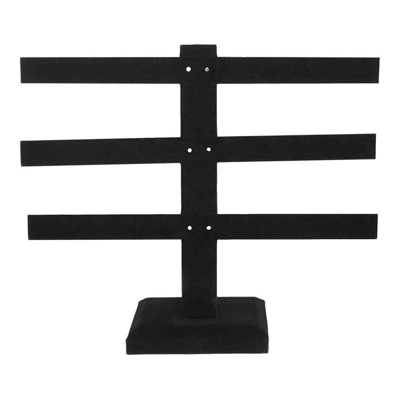 10'' x 9'' Black Velvet 3 Bars Earring Stand Display Jewelry Showcase Hanging Earring Stand