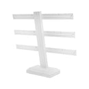 10'' x 9'' White Faux Leather 3 Bars Earring Stand Display Jewelry Showcase Leatherette