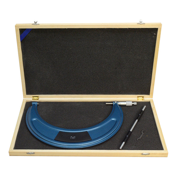 10-11'' Outside Micrometer Solid Metal Frame 0.0001'' Graduation Wooden Case