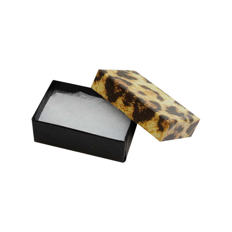 100 PC 2-5/8" x 1-1/2" Gift Boxes Jewelry Leopard Print Cotton Filled Batting Cardboard Box