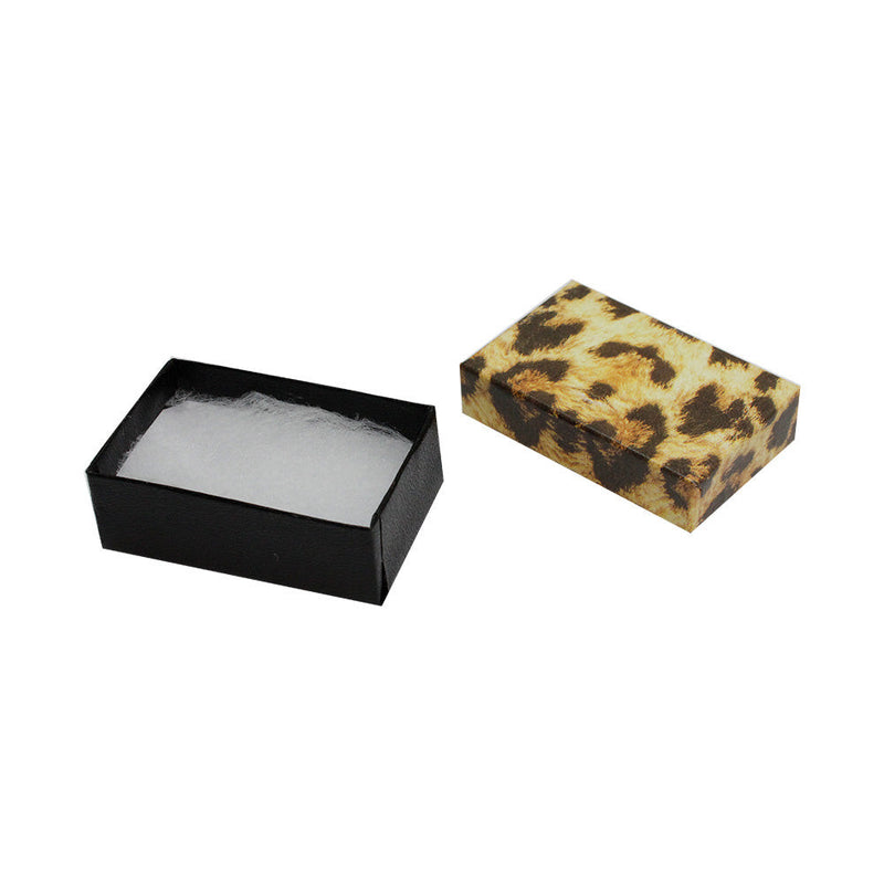 100 PC 2-5/8" x 1-1/2" Gift Boxes Jewelry Leopard Print Cotton Filled Batting Cardboard Box