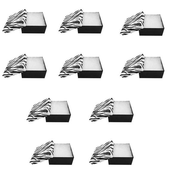 100 Pc 3-3/4'' x 3-3/4'' x 2'' Gift Boxes Jewelry Zebra Animal Print Cotton Filled Batting