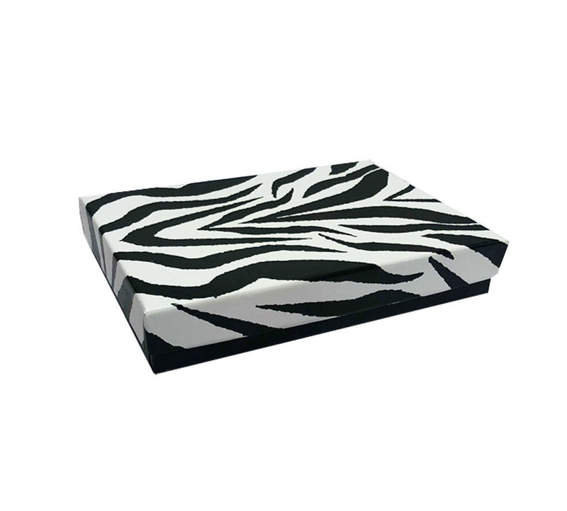 100 Pc 5-3/8'' x 3-7/8'' x 1'' Gift Boxes Jewelry Zebra Animal Print Cotton Filled Batting