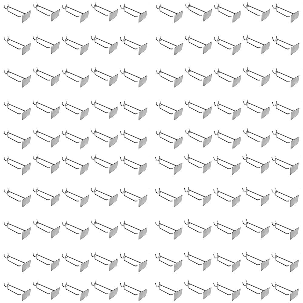 100 Pc Chrome 4'' Pegboard Metal Plate Scanner Hooks Retail Store Display