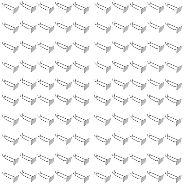 100 Pc Chrome 4'' Pegboard Metal Plate Scanner Hooks Retail Store Display