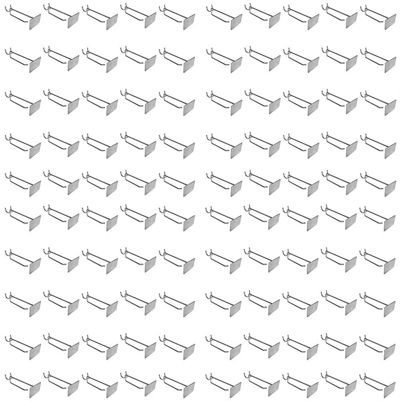 100 Pc Chrome 4'' Pegboard Metal Plate Scanner Hooks Retail Store Display