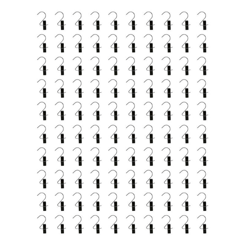 100 PCS Black Plastic LAUNDRY HOOK-CLIPS Clothes Pin Display Store Fixture