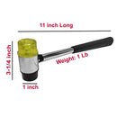 11'' Double Face Soft Rubber Mallet Hammer Tubular Steel Nonslip Handle
