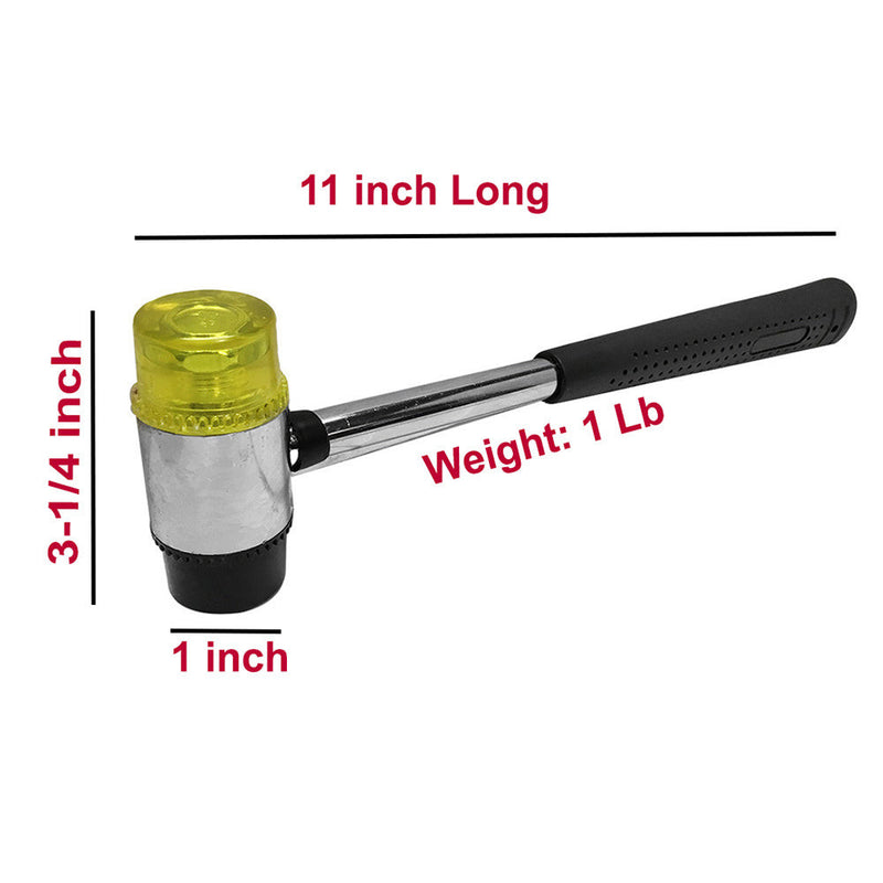 11'' Double Face Soft Rubber Mallet Hammer Tubular Steel Nonslip Handle