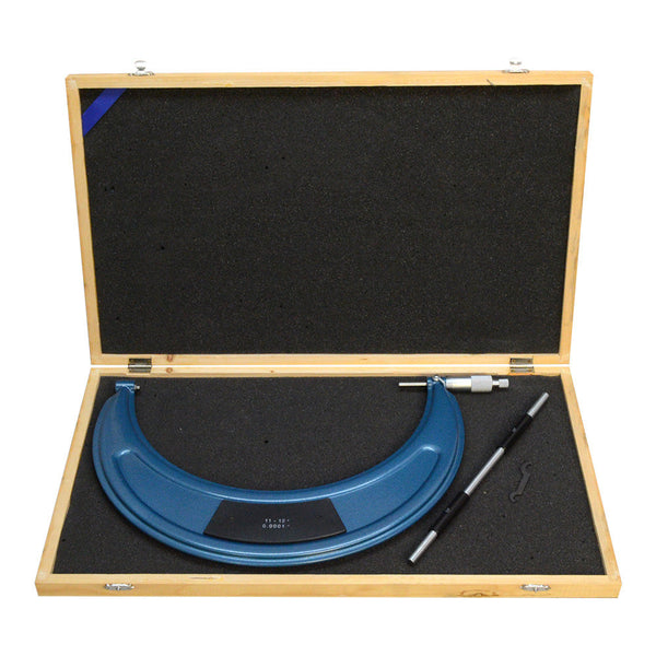 11-12'' Outside Micrometer Solid Metal Frame 0.0001'' Graduation Wooden Case