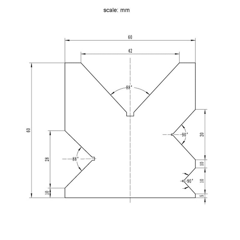 12" 4-Way 2-3-8" x 2-3-8" V-Die Block Press Brake Solid Steel