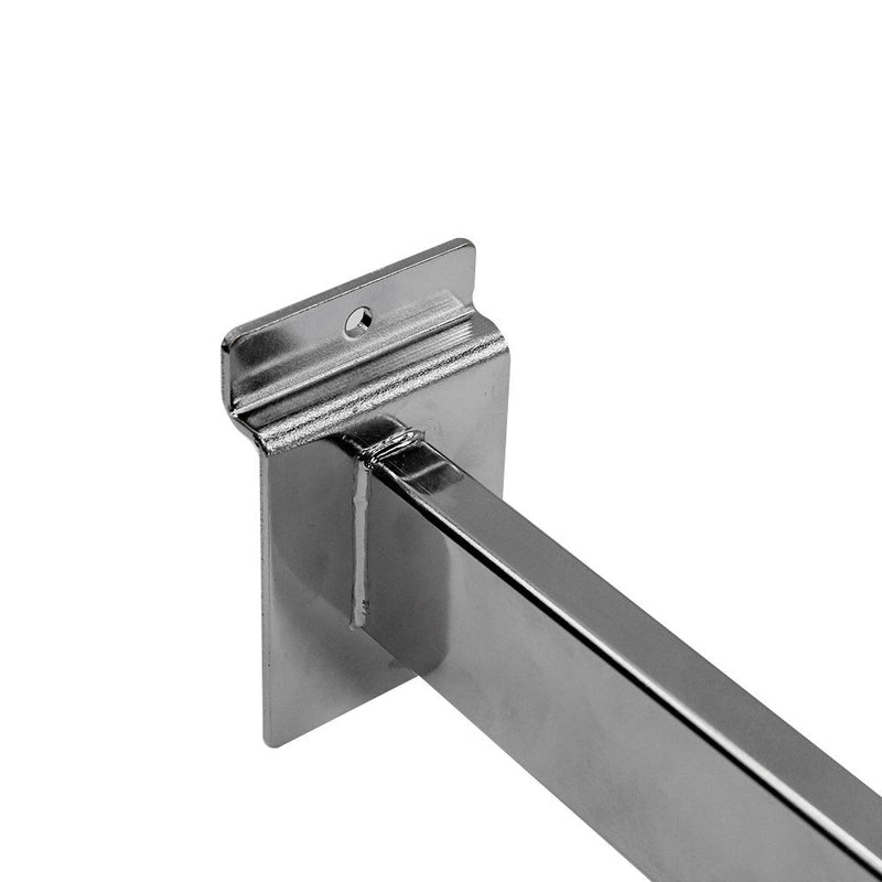 12" Chrome Slatwall Hangrail Bracket Hold 1-3/4" x 1/2" Rectangular Tube on Slatwall Retail Display