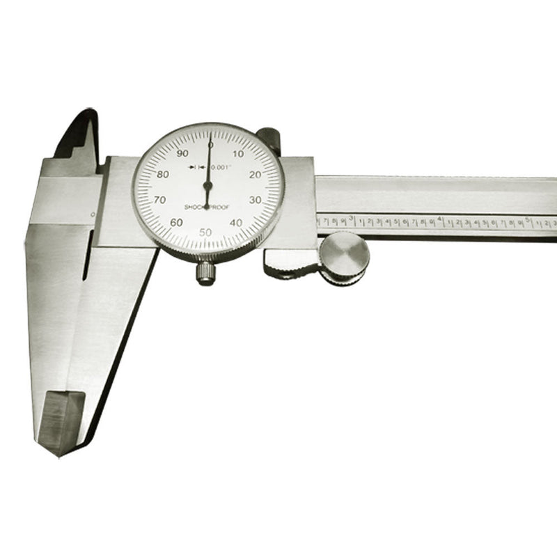 12" Stainless Steel 4 Way Dial Caliper Shockproof .001'' GRAD Calipers Ruler