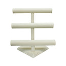 12" x 10" Beige Linen Wrapped Oval Triple Round T-Bar Jewelry Display Watches Necklaces Bracelets Holder